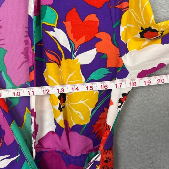 Bucket List Bold Floral Wrap Dress Swim Cover Up Jewel Tones Size S Resort Wear - Picture 5 of 9